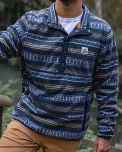 Fleece|Fleece>Floris van Bommel Adrift Recycled Polar Fleece Midnight Fairisle