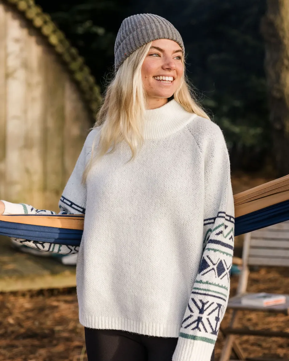 Knitwear|Women's Outlet>Passenger Ambiance Recycled Knitted Jumper Homespun Stripe Off White