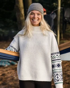 Knitwear|Women's Outlet>Passenger Ambiance Recycled Knitted Jumper Homespun Stripe Off White