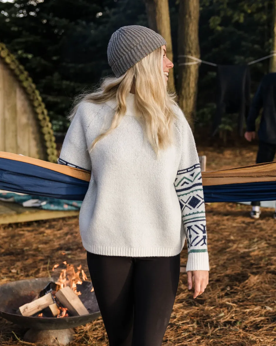 Knitwear|Women's Outlet>Passenger Ambiance Recycled Knitted Jumper Homespun Stripe Off White