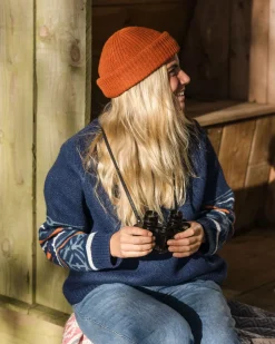 Knitwear|Women's Outlet>Passenger Ambiance Recycled Knitted Jumper Homespun Stripe Navy