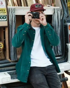 Shirts|Men's Outlet>Passenger Backcountry Cord Shirt Storm Green