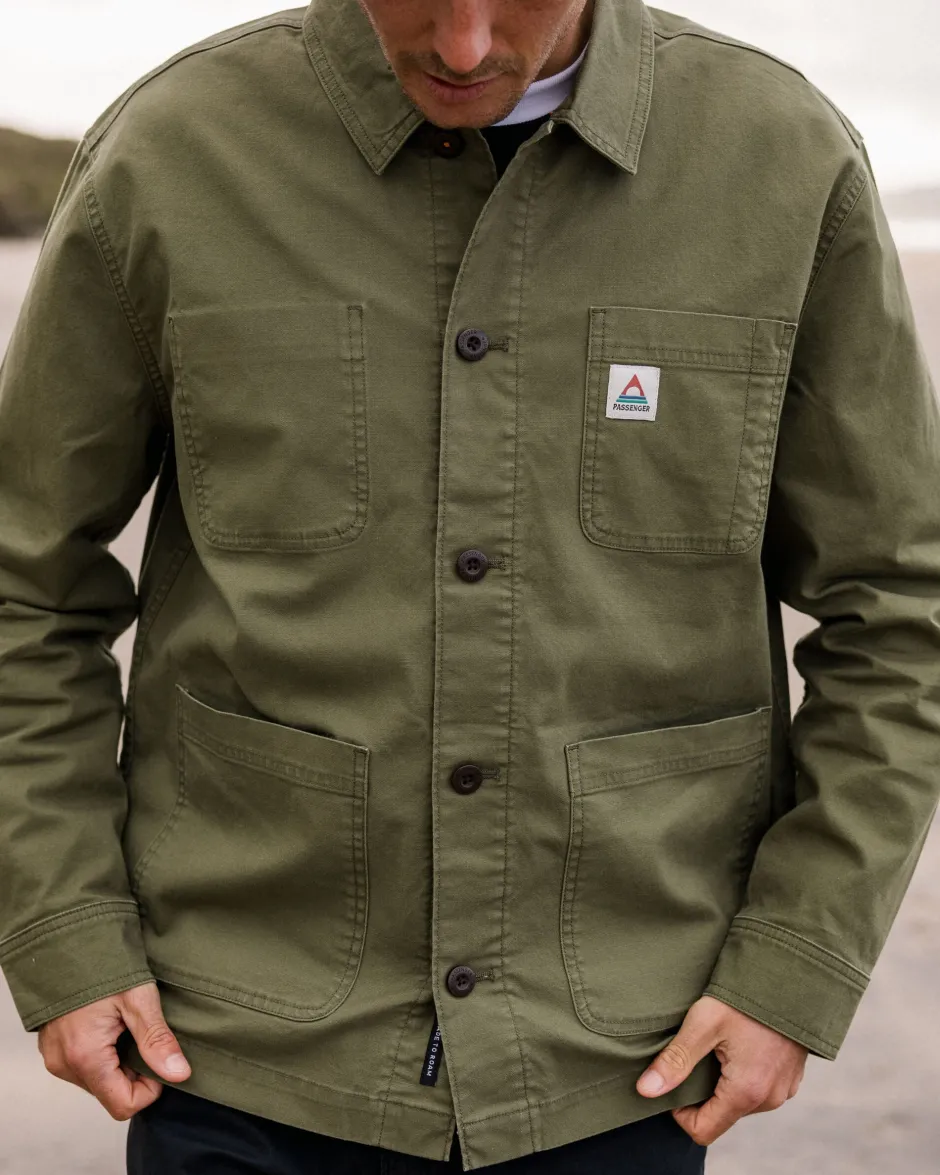 Shirts|Overshirts>Passenger Balsa Canvas Overshirt Khaki