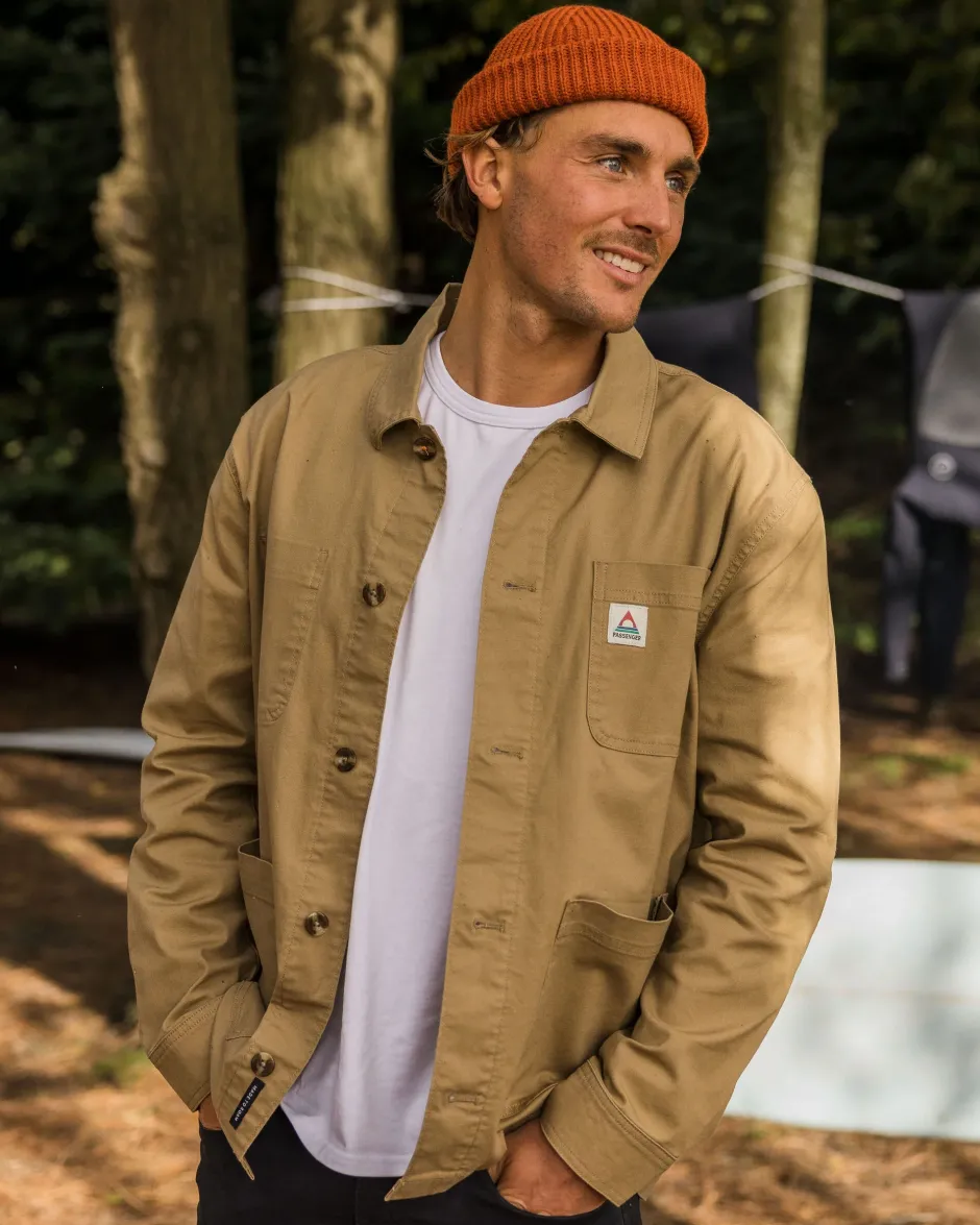Shirts|Overshirts>Passenger Balsa Canvas Overshirt Biscuit