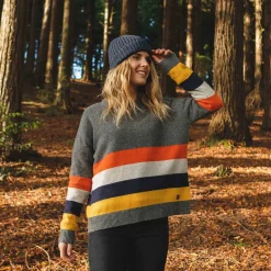 Knitwear|Women's Outlet>Passenger Bay Knitted Jumper Charcoal Stripe