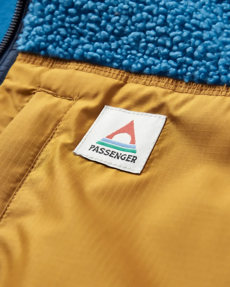 Fleece|Fleece>Floris van Bommel Born Explorer Recycled Polar-Lined Sherpa Vest Blue Steel