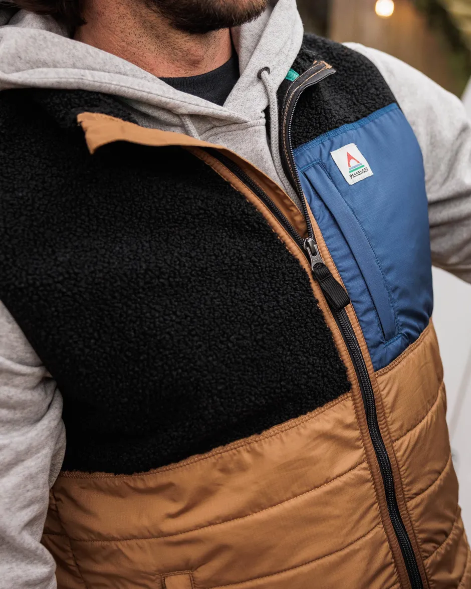 Fleece|Fleece>Floris van Bommel Born Explorer Recycled Polar-Lined Sherpa Vest Black