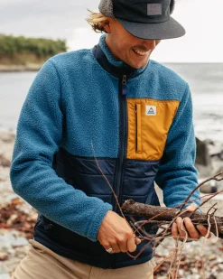 Fleece|Fleece>Floris van Bommel Born Explorer Recycled Polar-Lined Sherpa Fleece Blue Steel