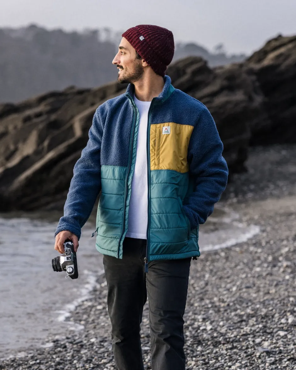 Fleece|Fleece>Floris van Bommel Born Explorer Recycled Polar-Lined Sherpa Fleece Dark Denim