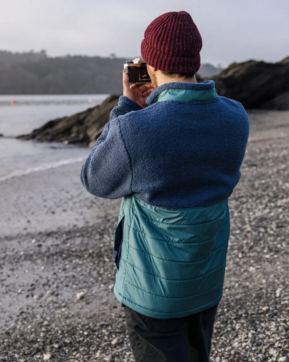 Fleece|Fleece>Floris van Bommel Born Explorer Recycled Polar-Lined Sherpa Fleece Dark Denim