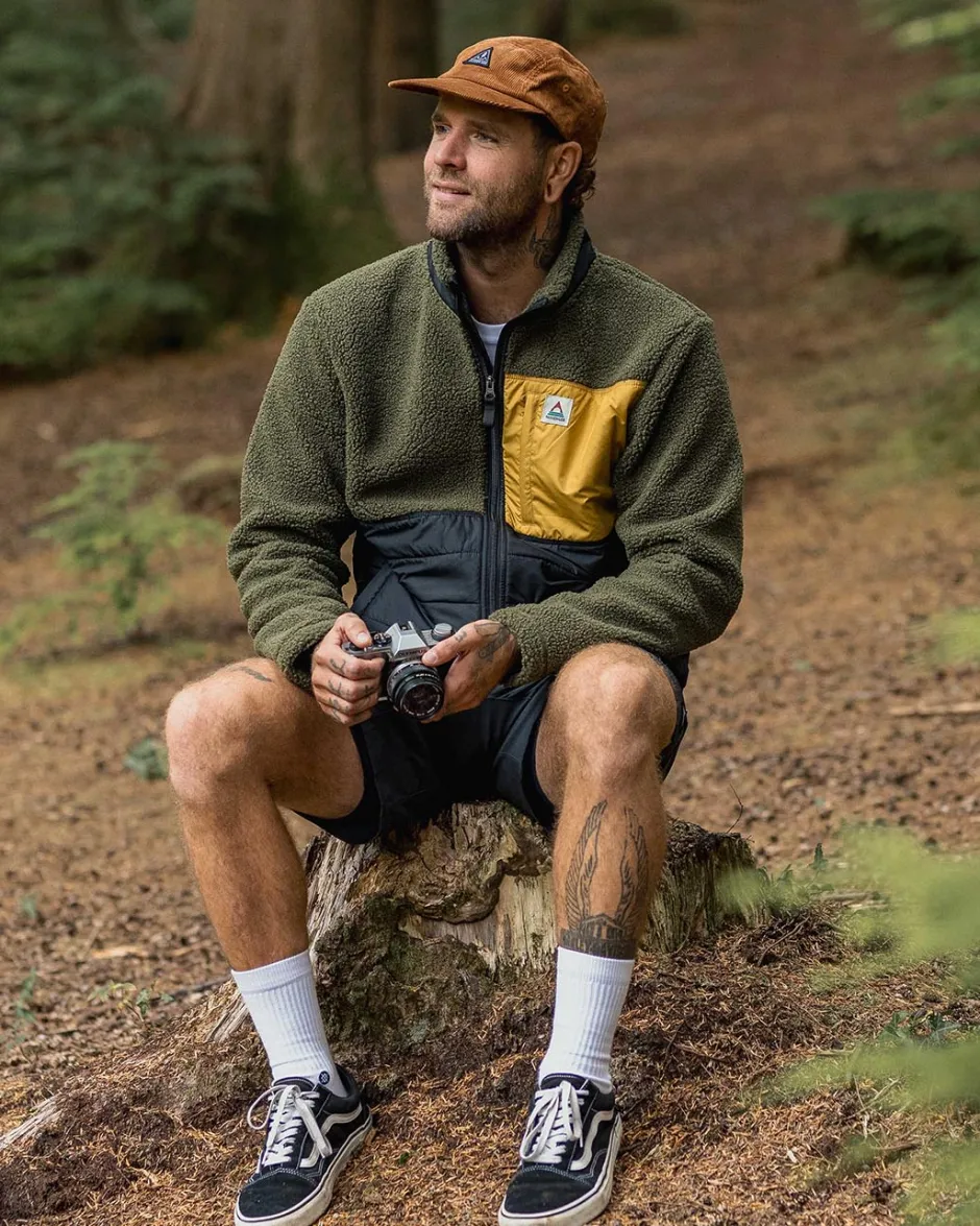 Fleece|Fleece>Floris van Bommel Born Explorer Recycled Polar-Lined Sherpa Fleece Khaki