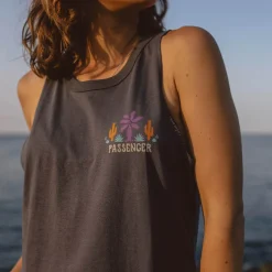 Tops & T-Shirts|Tank Tops>Passenger Cactus Recycled Cotton Tank Top Faded Black