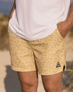 Shorts|Men's Outlet>Floris van Bommel Cali Recycled Swim Short Mustard Mini Geo