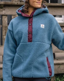 Fleece|Fleece>Passenger Calla Hooded Recycled Polar-Lined Fleece Washed Blue