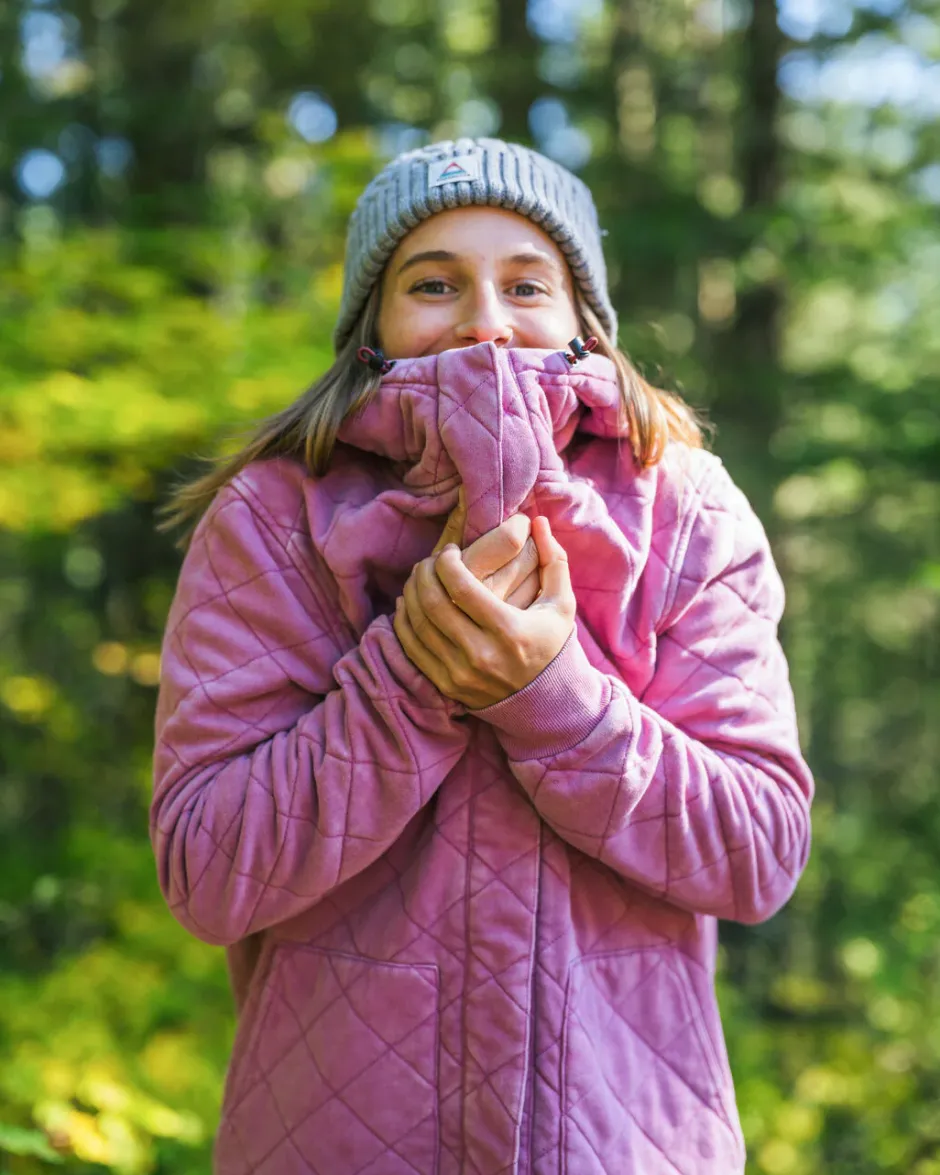 Hoodies & Sweatshirts>Passenger Clementine Recycled Quilted Popper Up Hoodie Mauve Haze