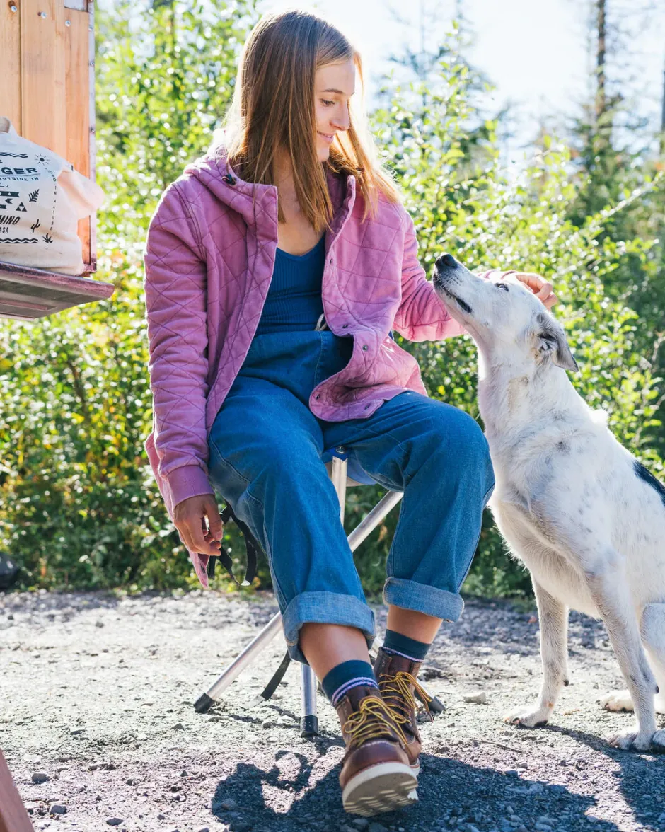 Hoodies & Sweatshirts>Passenger Clementine Recycled Quilted Popper Up Hoodie Mauve Haze