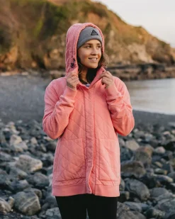Hoodies & Sweatshirts|Activewear>Passenger Clementine Recycled Quilted Popper Up Hoodie Shell Pink