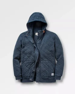Hoodies & Sweatshirts|Activewear>Passenger Clementine Recycled Quilted Popper Up Hoodie Deep Navy