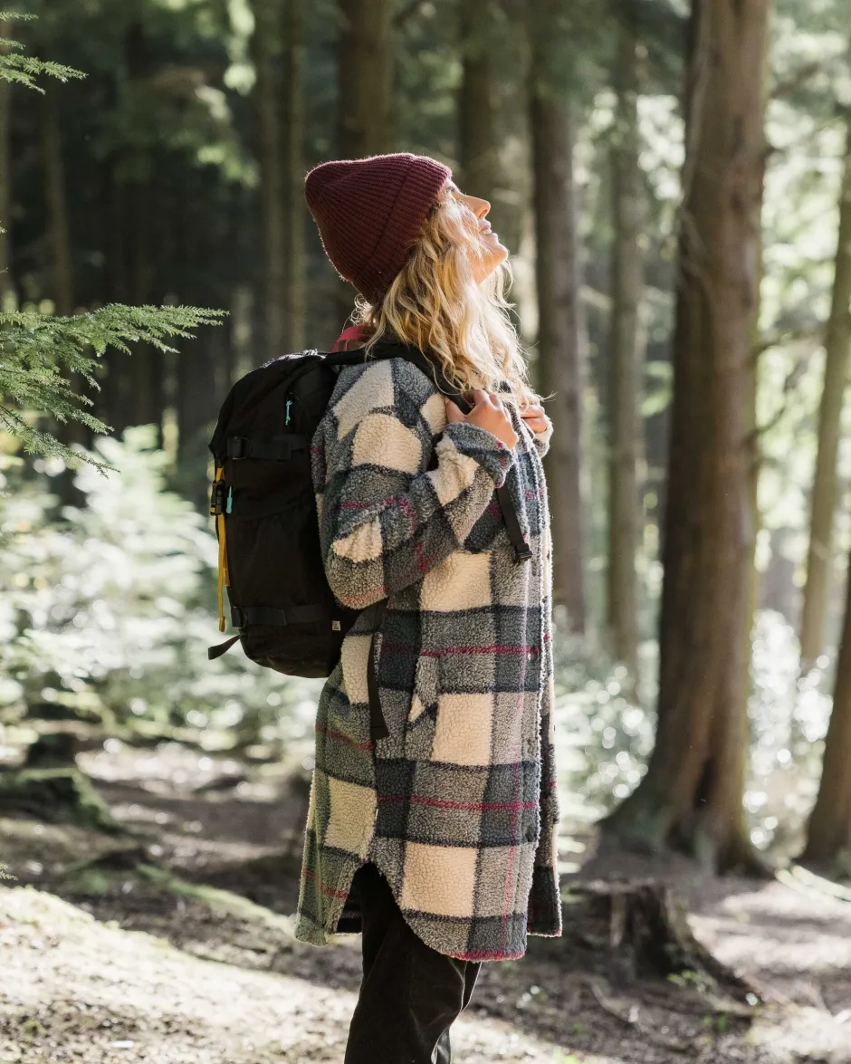 Shirts|Fleece>Passenger Cloudy Recycled Deep-Pile Sherpa Fleece Shirt Dark Denim Check