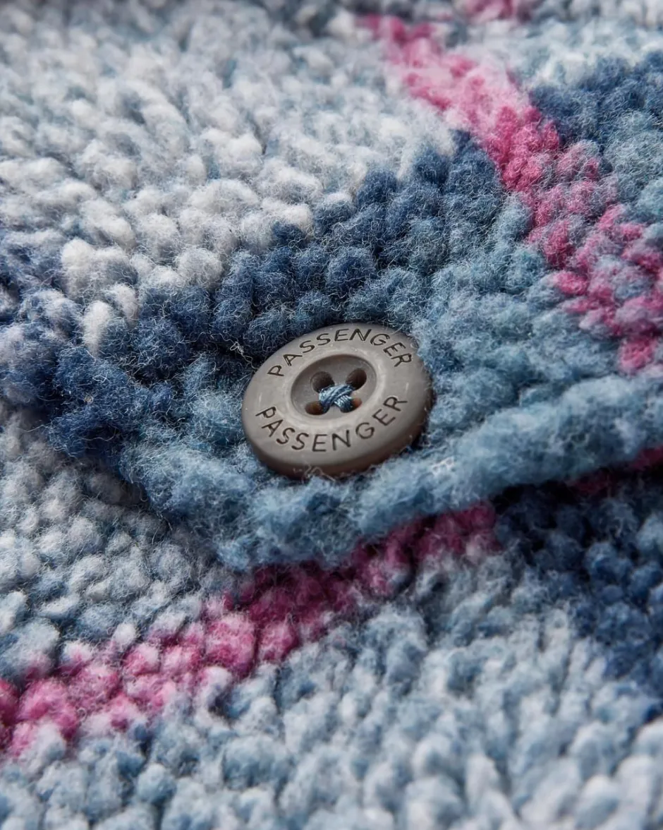 Shirts|Fleece>Passenger Cloudy Recycled Deep-Pile Sherpa Fleece Shirt Dark Denim Check