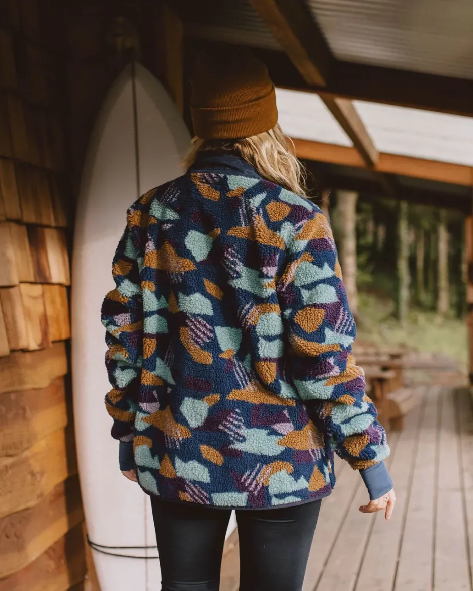 Fleece|Fleece>Passenger Clover Recycled Deep-Pile Sherpa Fleece Deep Blue Camo Pattern