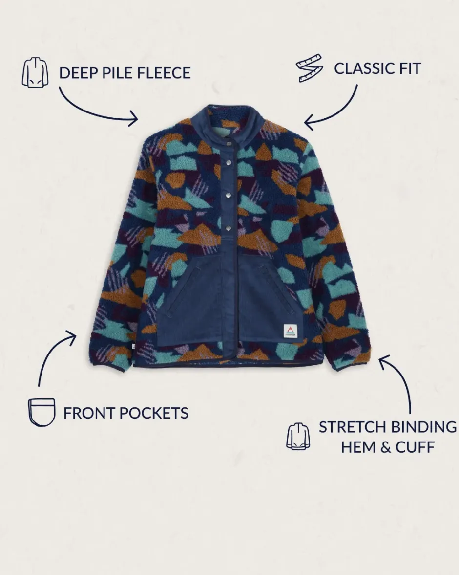 Fleece|Fleece>Passenger Clover Recycled Deep-Pile Sherpa Fleece Deep Blue Camo Pattern