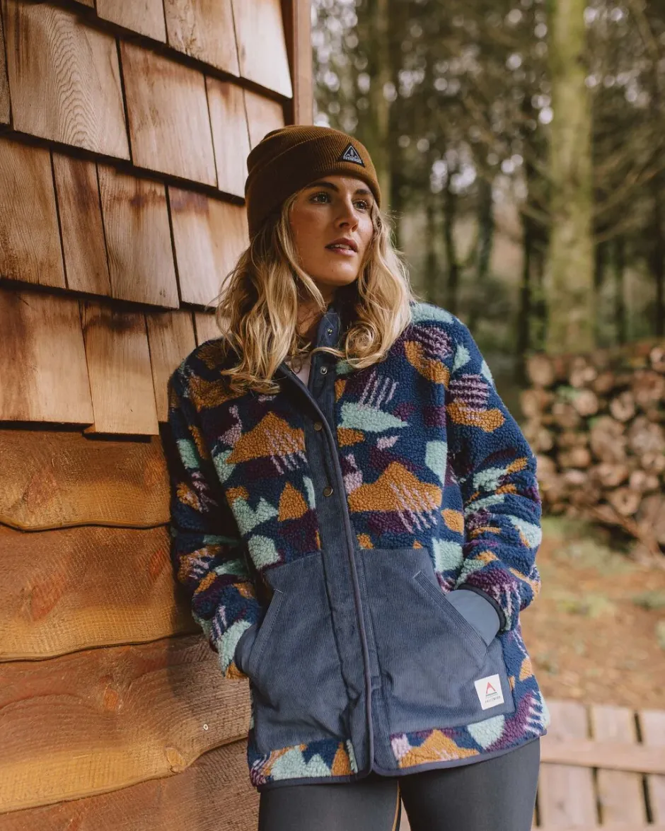 Fleece|Fleece>Passenger Clover Recycled Deep-Pile Sherpa Fleece Deep Blue Camo Pattern