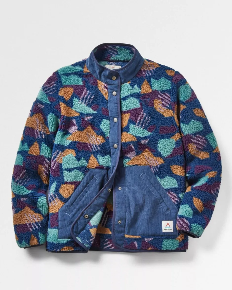 Fleece|Fleece>Passenger Clover Recycled Deep-Pile Sherpa Fleece Deep Blue Camo Pattern