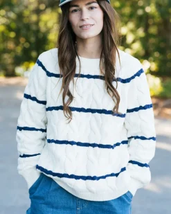 Knitwear|Women's Outlet>Passenger Comfort Organic Knitted Jumper Off White Stripe