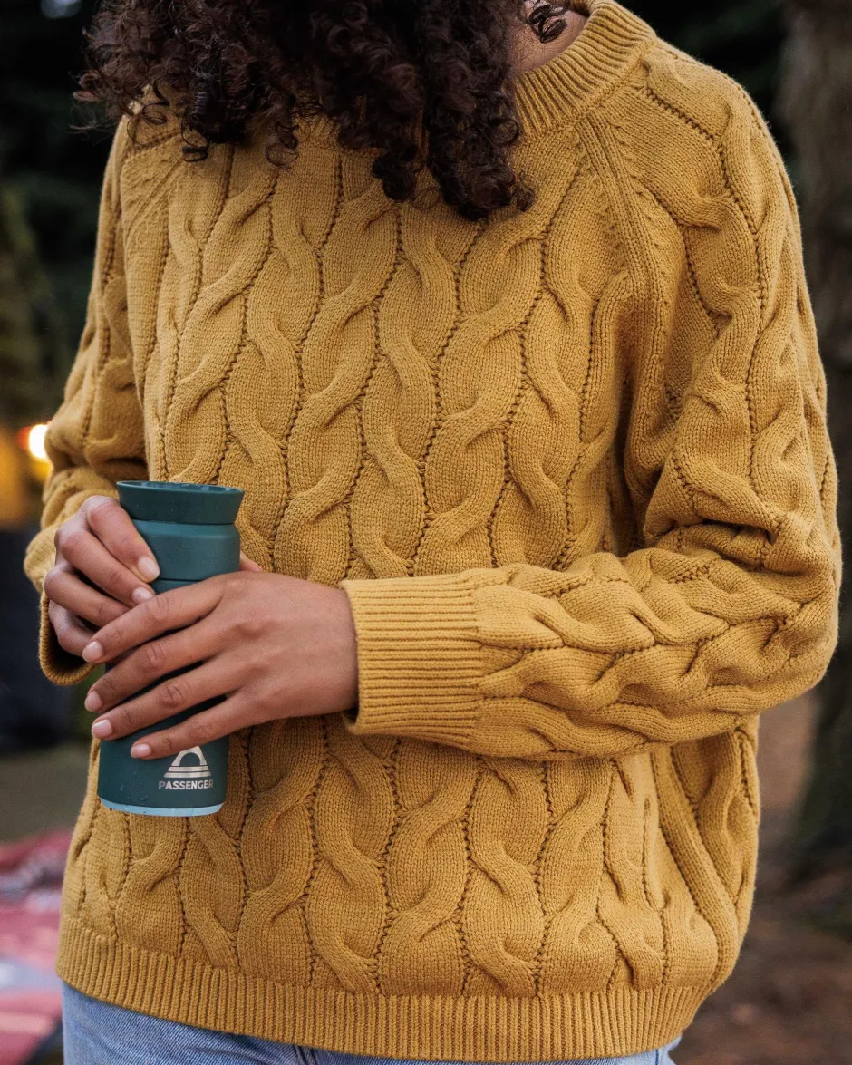 Knitwear|Women's Outlet>Passenger Comfort Organic Knitted Jumper Mustard Gold