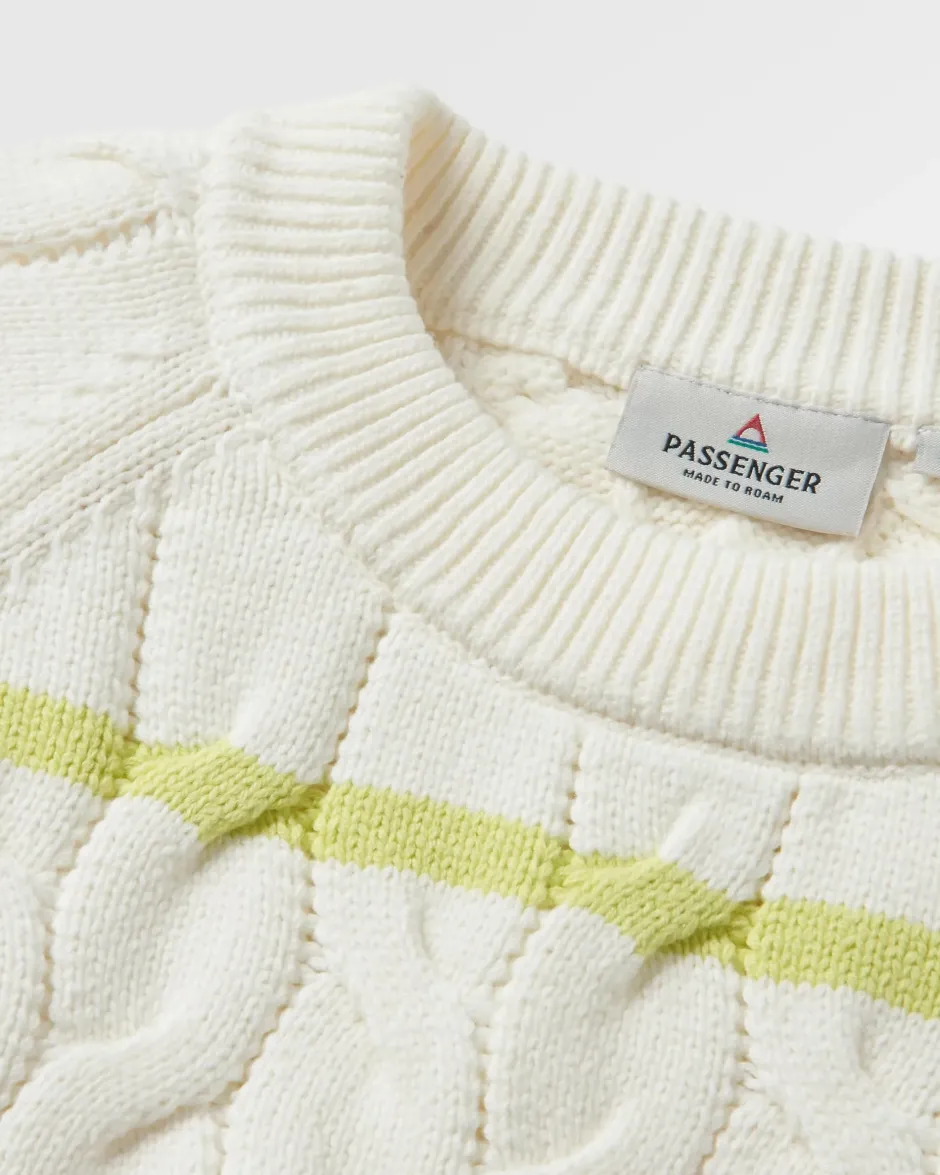 Knitwear|Winter Road Trip Essentials>Passenger Comfort Stripe Organic Knitted Jumper Lime Stripe