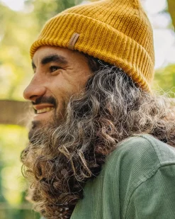 Beanies|Beanies>Floris van Bommel Compass Recycled Acrylic Beanie Mustard Yellow