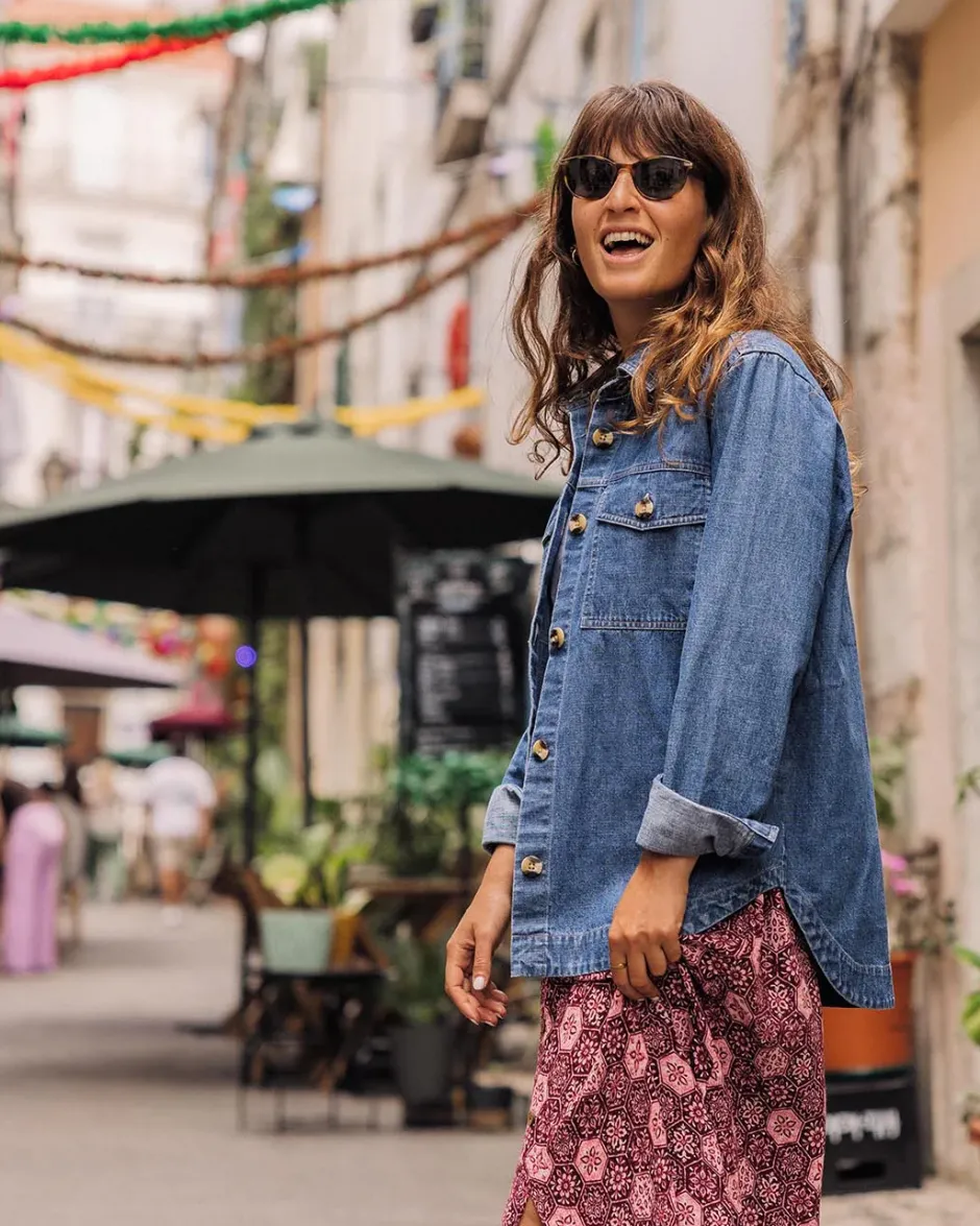 Shirts>Passenger Coral Denim Cotton Ls Shirt Washed Denim