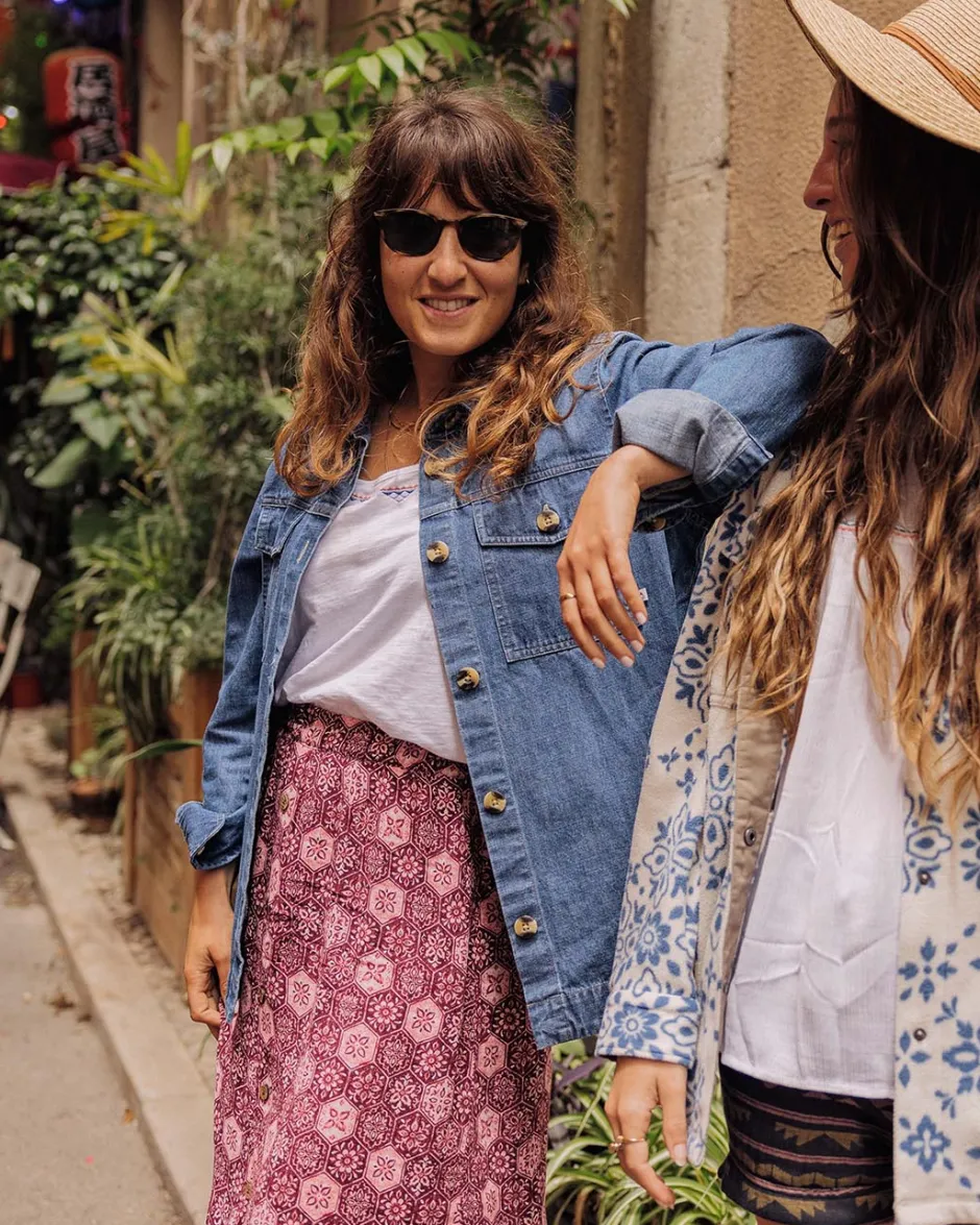 Shirts>Passenger Coral Denim Cotton Ls Shirt Washed Denim