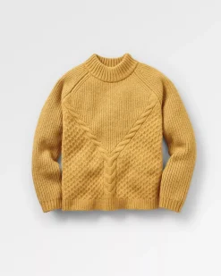 Knitwear|Women's Outlet>Passenger Cozy Cable Recycled Knitted Jumper Mustard Gold