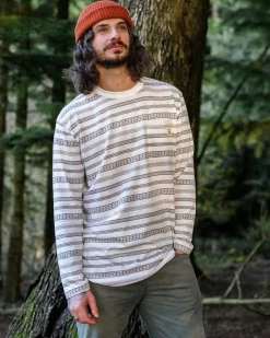 T-Shirts & Tank Tops|Men's Outlet>Passenger Crackle Organic Relaxed Fit LS T-Shirt White Fairisle Stripe