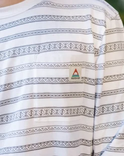 T-Shirts & Tank Tops|Men's Outlet>Passenger Crackle Organic Relaxed Fit LS T-Shirt White Fairisle Stripe