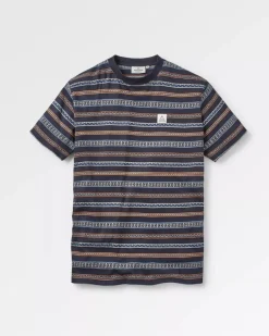 T-Shirts & Tank Tops|Men's Outlet>Floris van Bommel Crackle Organic Relaxed Fit T-Shirt Midnight Fairisle Stripe