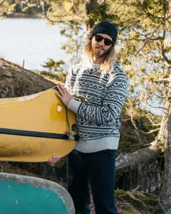 Knitwear|Men's Outlet>Passenger Cutback Fairisle Knitted Jumper Grey Marl