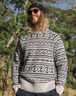 Knitwear|Men's Outlet>Passenger Cutback Fairisle Knitted Jumper Grey Marl
