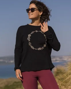 Tops & T-Shirts|Women's Outlet>Passenger Daisy Chain Recycled Cotton LS T-Shirt Black