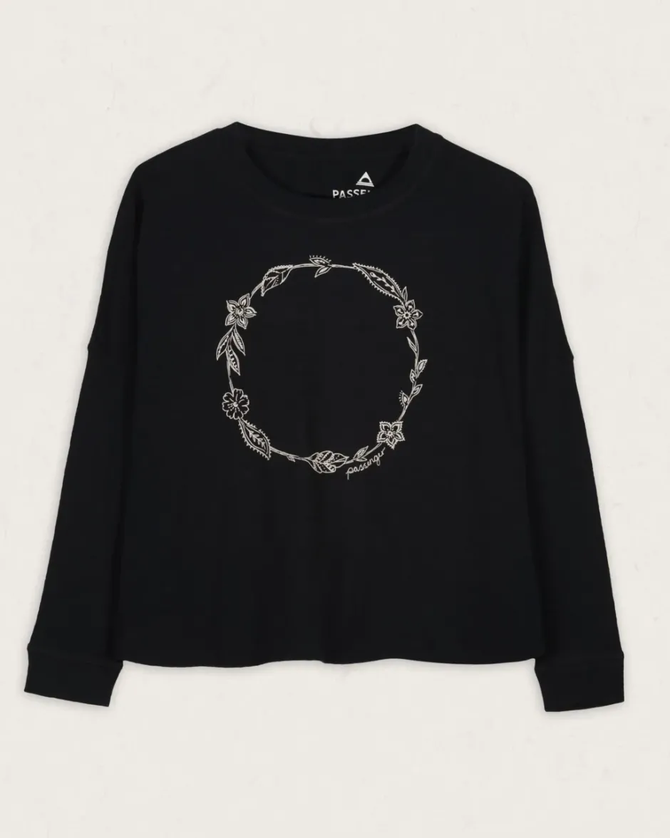 Tops & T-Shirts|Women's Outlet>Passenger Daisy Chain Recycled Cotton LS T-Shirt Black