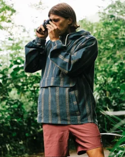Men's Outlet|Men's>Passenger Dune 1/2 Zip Organic Cotton Hoodie Mediterranean Geo Stripe