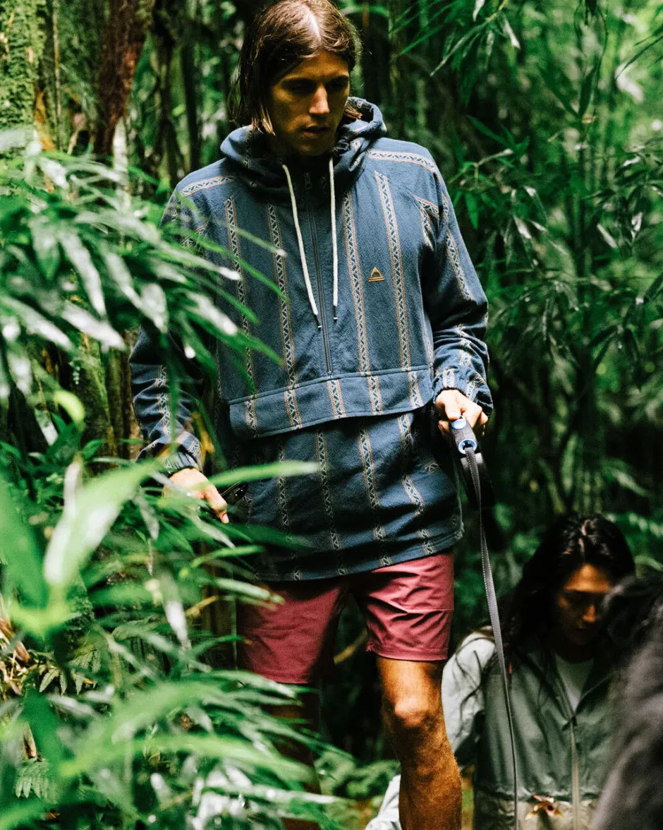 Men's Outlet|Men's>Passenger Dune 1/2 Zip Organic Cotton Hoodie Mediterranean Geo Stripe