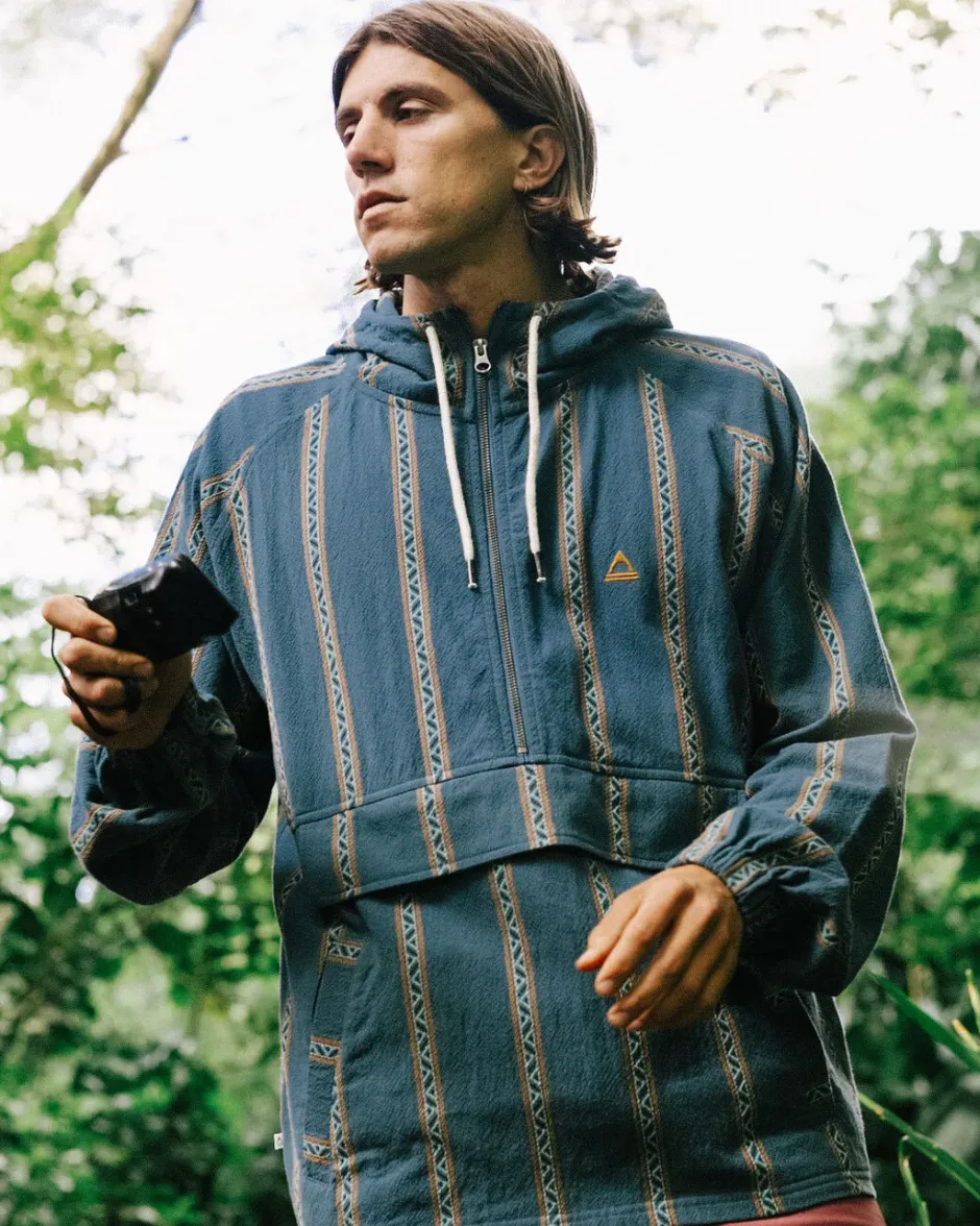 Men's Outlet|Men's>Passenger Dune 1/2 Zip Organic Cotton Hoodie Mediterranean Geo Stripe