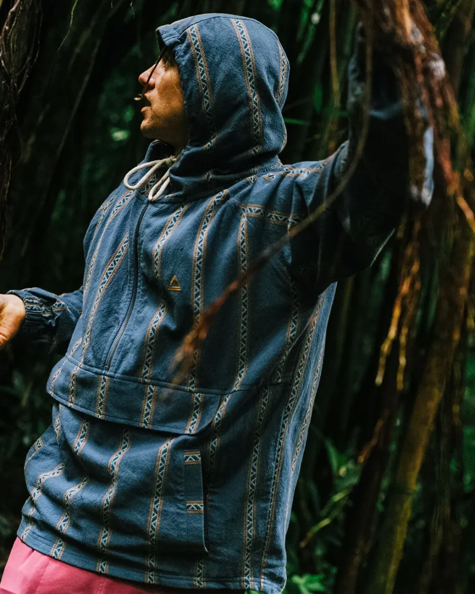 Men's Outlet|Men's>Passenger Dune 1/2 Zip Organic Cotton Hoodie Mediterranean Geo Stripe
