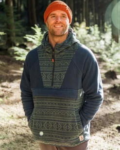 Fleece|Fleece>Passenger Edge Hooded 1/2 Zip Polar Fleece Nordic Geo Deep Ocean