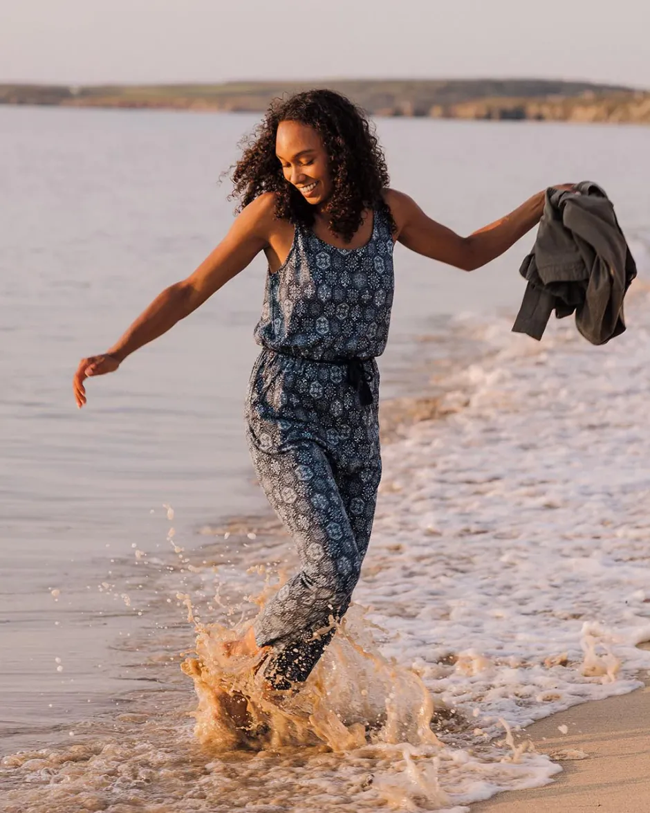 Jumpsuits & Playsuits|Dungarees & Pants>Passenger Eva Recycled Cotton Jumpsuit Tile Dark Denim