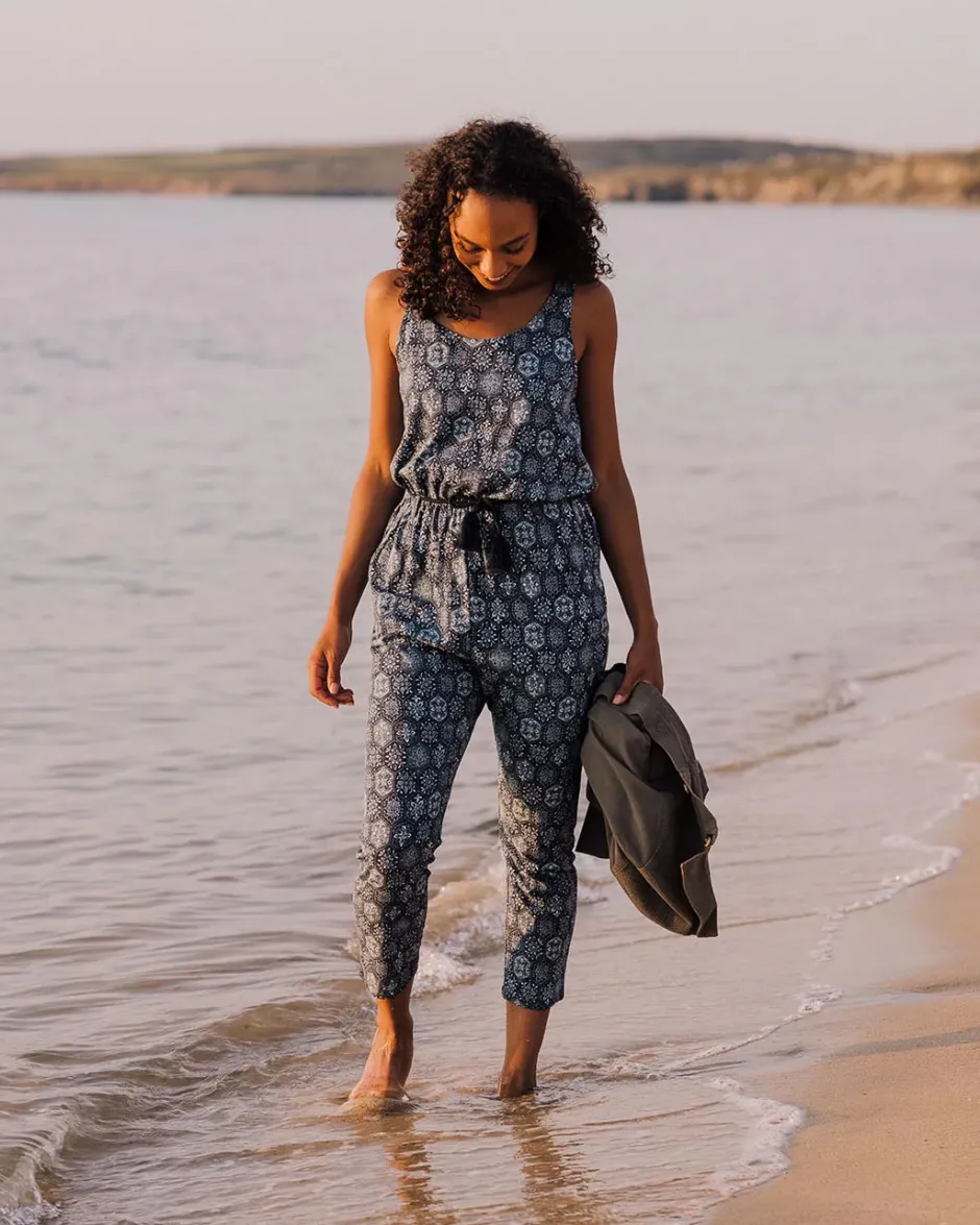 Jumpsuits & Playsuits|Dungarees & Pants>Passenger Eva Recycled Cotton Jumpsuit Tile Dark Denim