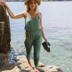 Jumpsuits & Playsuits|Dungarees & Pants>Passenger Eva Recycled Cotton Jumpsuit Dark Ivy
